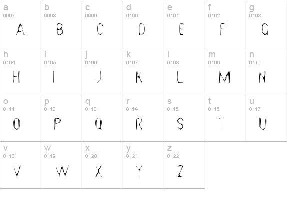 Gloomy Gus lowercase a-z preview