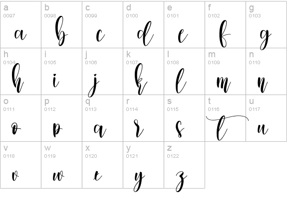 Gloria2 lowercase a-z preview
