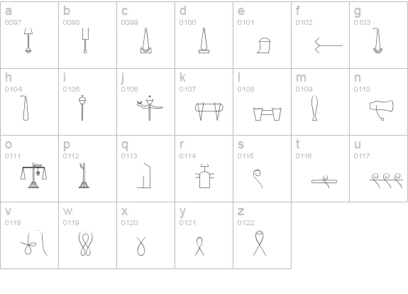 GlyphBasic D lowercase a-z preview
