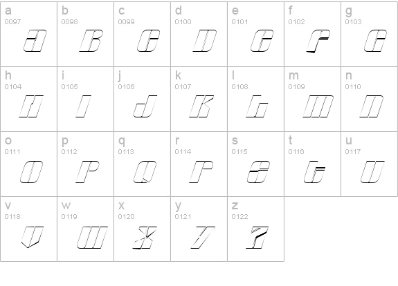 Glyphic Italic lowercase a-z preview