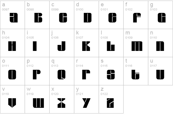 Glyphic Regular lowercase a-z preview