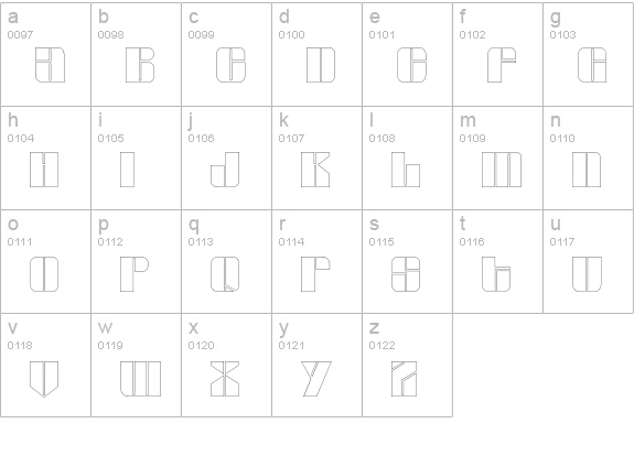 GlyphicSeriesOutline lowercase a-z preview