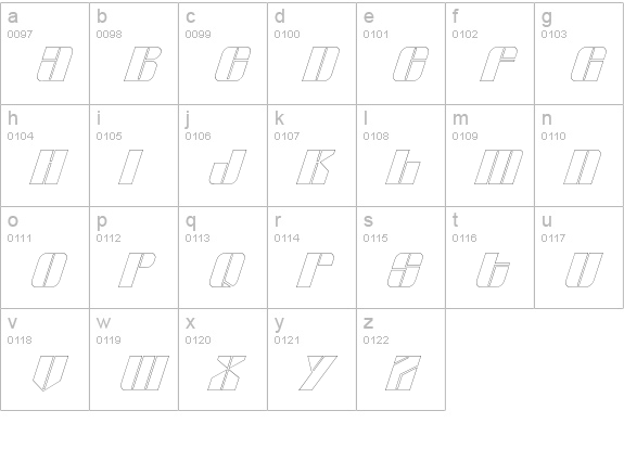 GlyphicSeriesOutlineItalic lowercase a-z preview