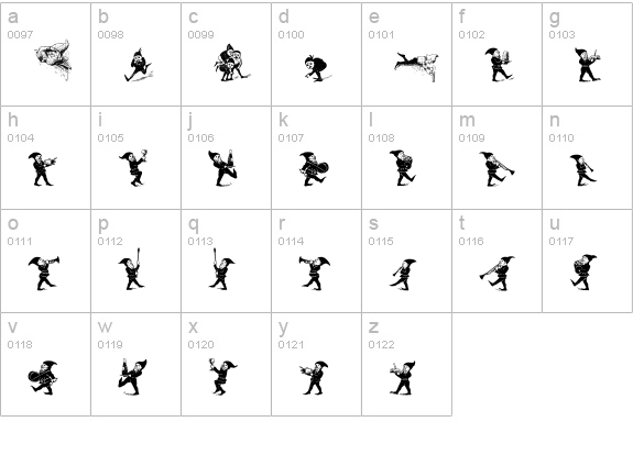 Gnomes lowercase a-z preview