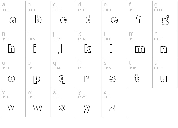 Goffik-Outline lowercase a-z preview