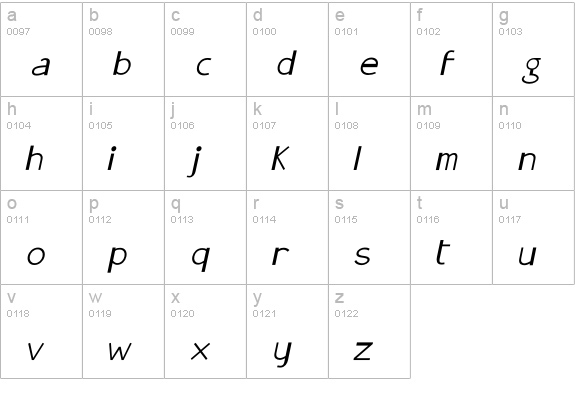 GonzaPlus-Oblique lowercase a-z preview