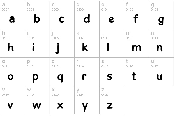 GosmickSansBold lowercase a-z preview