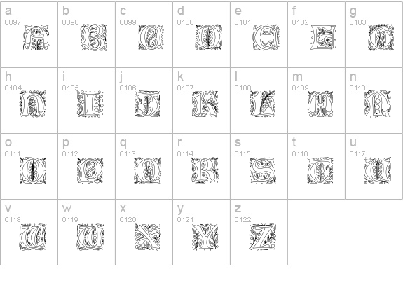 GothicIlluminate lowercase a-z preview