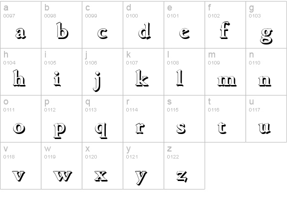 GouditaShadow-Bold lowercase a-z preview