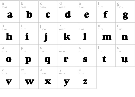 Goudy Heavyface Std lowercase a-z preview