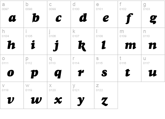 Goudy Heavyface Std Italic lowercase a-z preview