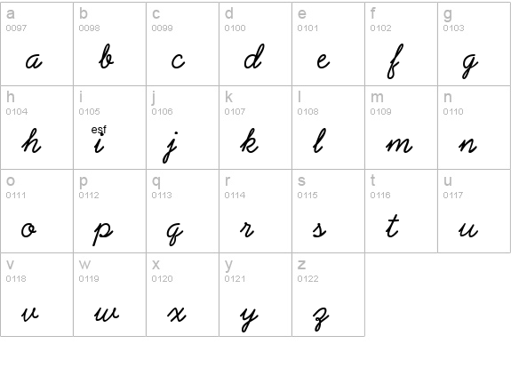 Grandam lowercase a-z preview