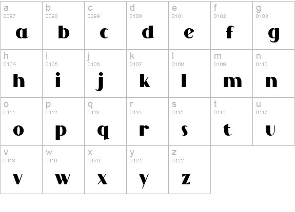 Grandecort Bold lowercase a-z preview