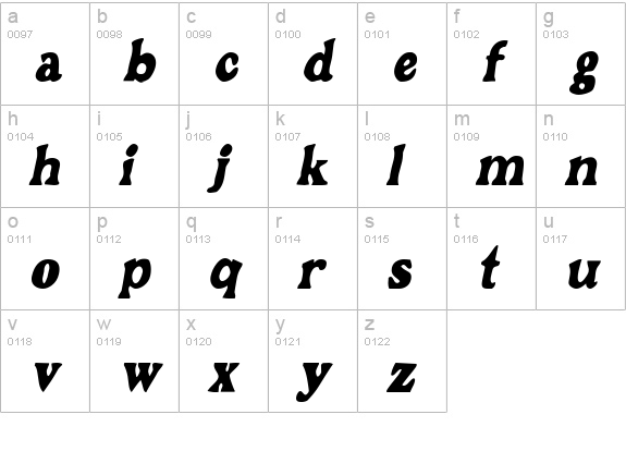 GrantCondensed Oblique lowercase a-z preview