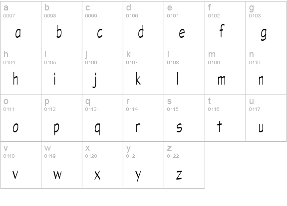 Graphite Std Light Narrow lowercase a-z preview