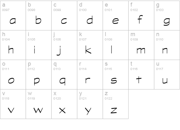 Graphite Std Light Wide lowercase a-z preview
