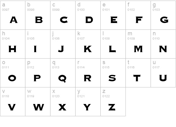 Graverplate Extrabold lowercase a-z preview