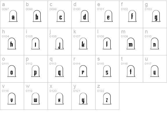 Graveyard Regular lowercase a-z preview