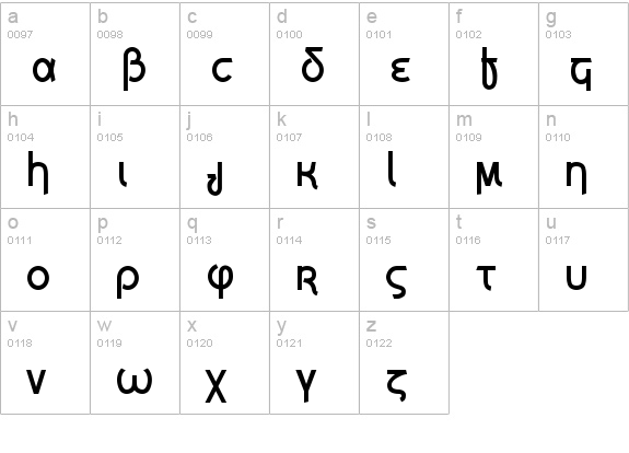 Grecian Formula lowercase a-z preview