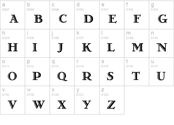 GrecoDeco-Inline lowercase a-z preview