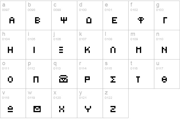 GreekBearTinyE lowercase a-z preview
