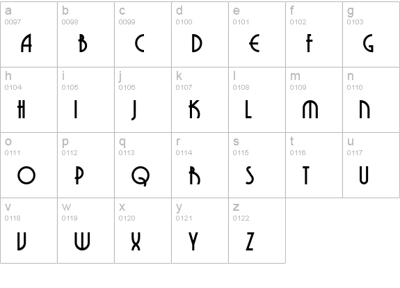 Grenadier lowercase a-z preview
