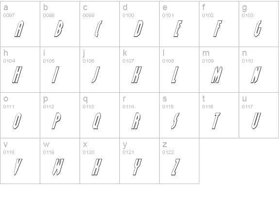 Grendel's Mother Shadow Italic lowercase a-z preview