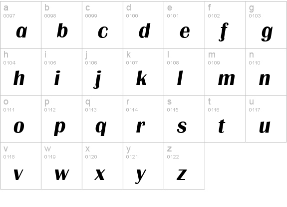 GrenobleSerial-BoldItalic lowercase a-z preview