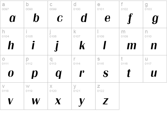 GrenobleSerial-Medium-Italic lowercase a-z preview