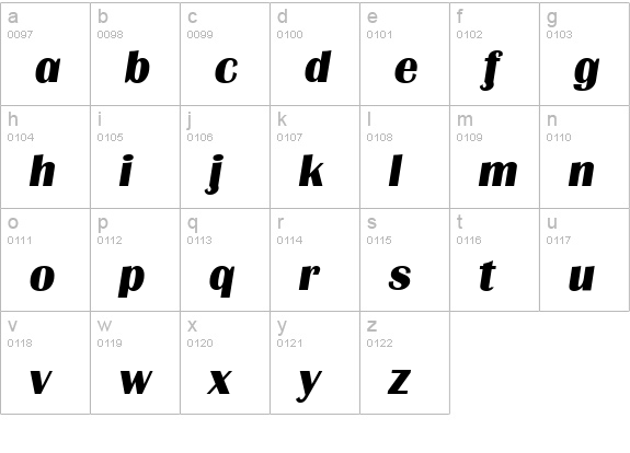 GrenobleSerial-Xbold-Italic lowercase a-z preview