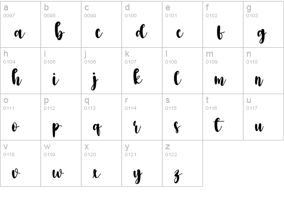 Grey lowercase a-z preview