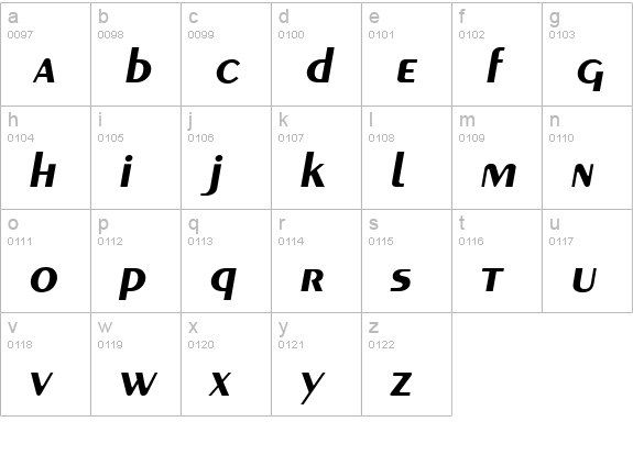 Greyhound-BoldItalic lowercase a-z preview