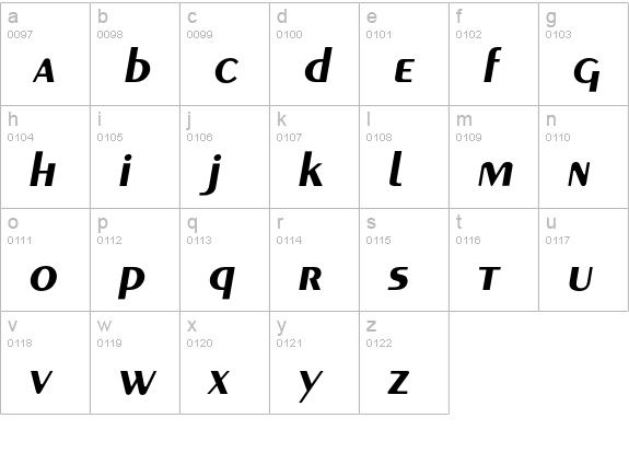 GreyhoundBoldItalic lowercase a-z preview