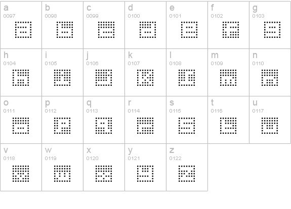 Gridder-NEG lowercase a-z preview
