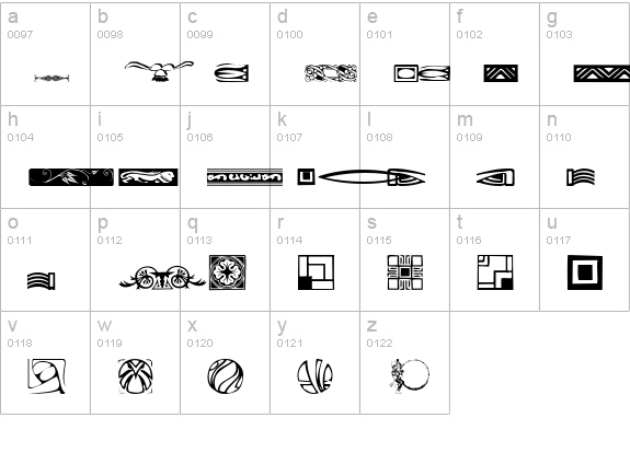 GriffinDingbats2 lowercase a-z preview