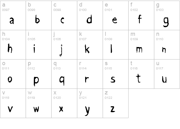 Grimace lowercase a-z preview