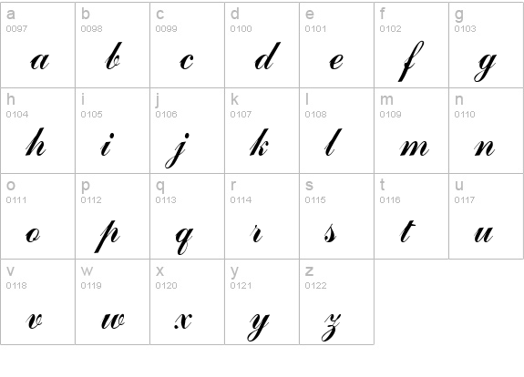 Grimpar Regular lowercase a-z preview