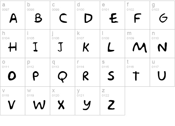 Groening Regular lowercase a-z preview