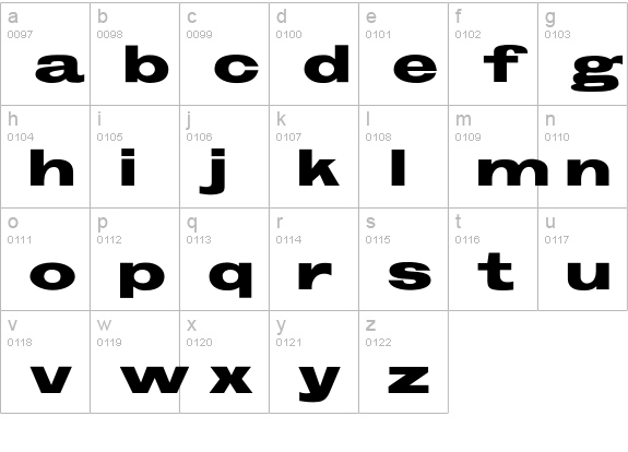 GroschenExtraExtended lowercase a-z preview