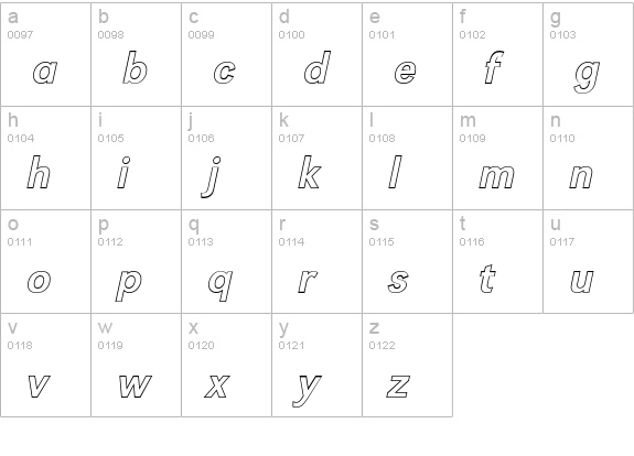 GroteskOu-Italic lowercase a-z preview