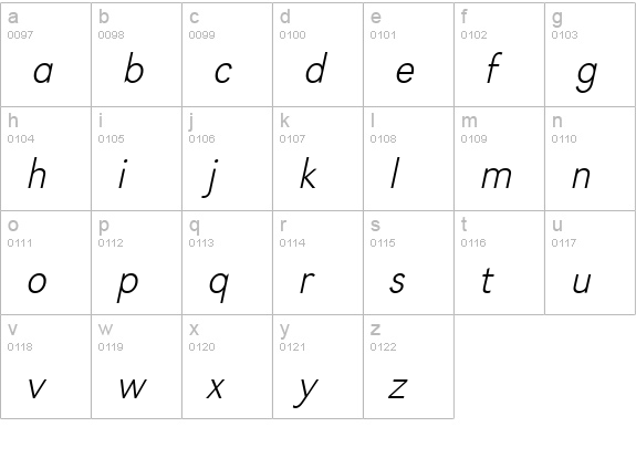 GroteskStd-Xlight-Italic lowercase a-z preview