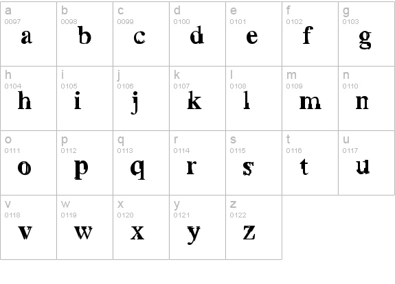 Grotto lowercase a-z preview