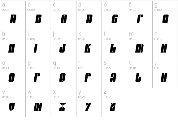 GroverThin Italic lowercase a-z preview