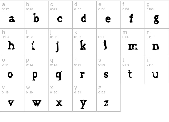Grudge lowercase a-z preview