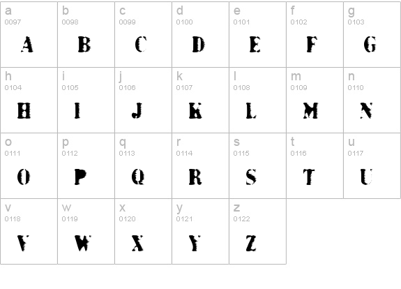 Grunge Bold lowercase a-z preview