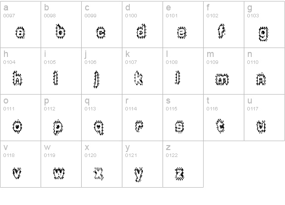 Grunge Puddles lowercase a-z preview