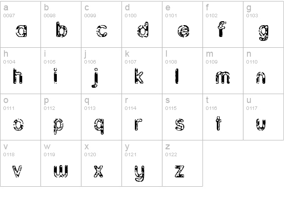 Grunja lowercase a-z preview
