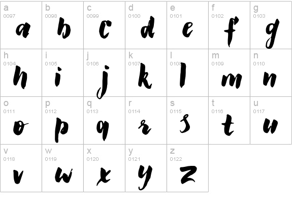 GS Claretta Brush Font lowercase a-z preview