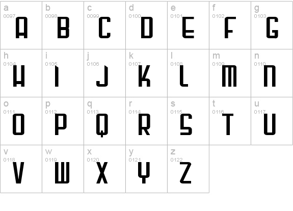 Gunblade lowercase a-z preview