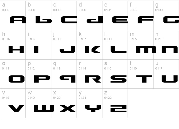 Gunship Expanded lowercase a-z preview